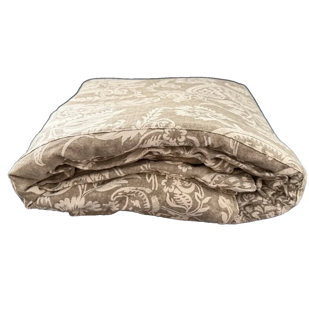 Pottery Barn Alessandra Scroll King Size Duvet Cover Linen Blend Taupe Gray 2015